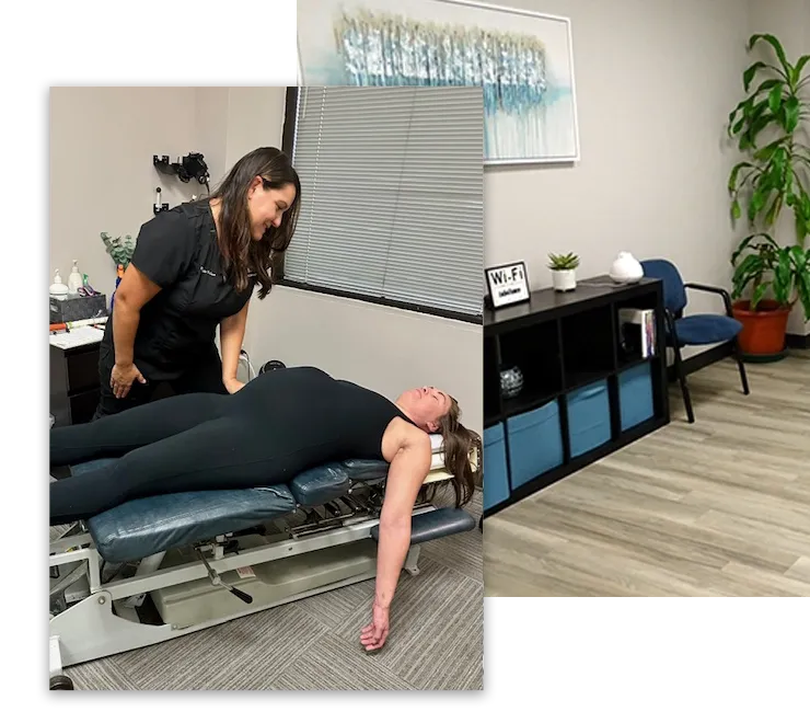 Chiropractor Austin TX Buffy De Luna Educating Pregnant Patient In Office